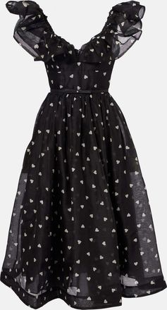 Zimmermann Crush polka-dot ruffled linen and silk midi dress