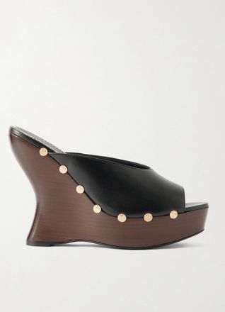 Magda Butrym Mule In Pelle Con Zeppa E Borchie - Nero