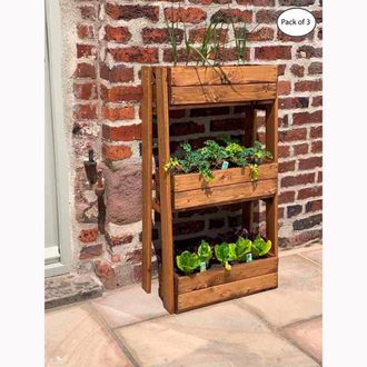 Charles Taylor Trading Multi Pack of 3 - Regular Herb Garden Planter - Redwood - L35xW55xH102 in Light Brown