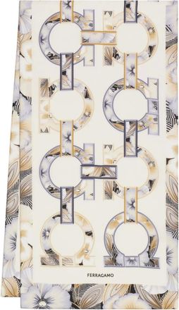 Ferragamo Gancini floral print silk scarf - women - Silk - One Size - Neutrals