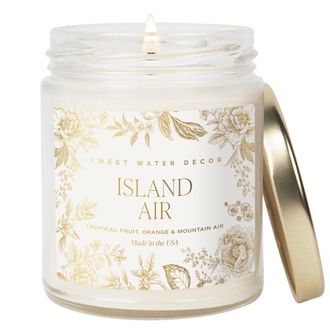 Sweet Water Decor 9oz Clear Jar Glass Candle - Patterned Label in Island Air at Nordstrom