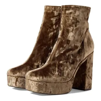 Steve Madden Bianca Boots WomensM Taupe Block Heel Platform Bootie RHS9029