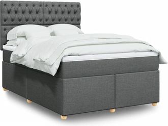 vidaXL Vidaxl - Cama Box Spring Con Colch&oacute;n Tela Gris Oscuro 140x200 Cm