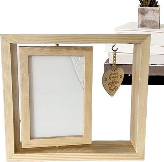 OEM Marco De Fotos Conmemorativo De Madera - Recuerda A Tu Mascota - Mascota Perdida - Giratorio De Doble Cara - 23x21cm - Color Madera
