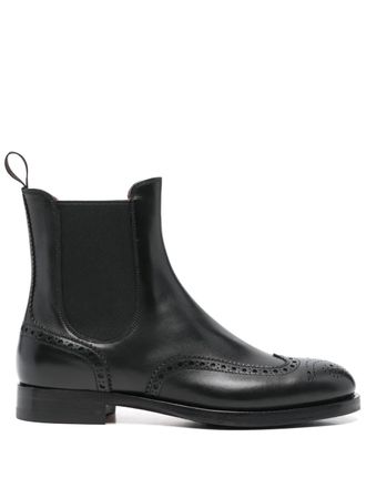 Santoni brogue-detail chelsea boots - Black