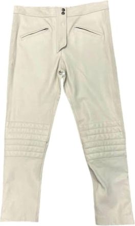Isabel Marant Pre-Loved Womens Anastasia Leather Pants With Zippers In Cream