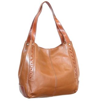 Nino Bossi Whipstitch Leather Satchel in Cognac