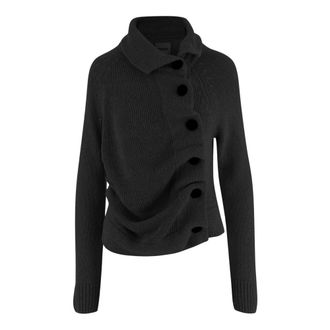 Khaite Cardigans, female, Black, Size: S Silk and Cotton Knit with Asymmetrical Buttoning