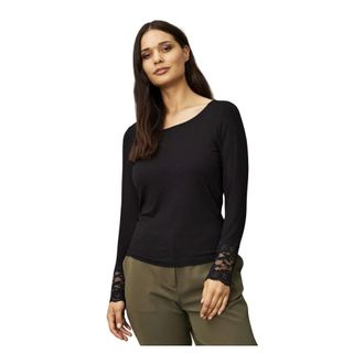 In Front IN Front - Vivian Blouse met Kantmouwen - Dames - Tops - Zwart - Maat: S Poliester