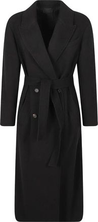 Brunello Cucinelli Cashmere Mantel met Riem - Dames - Jas met riem - Zwart - S - Leer - Jassen