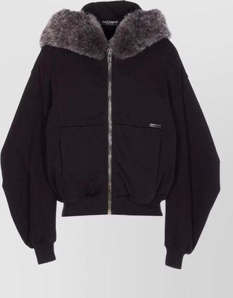 Dolce & Gabbana fur trim hooded bomber jacket