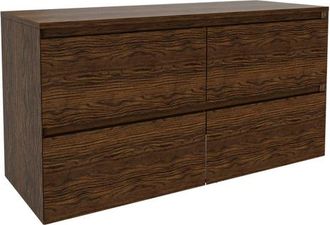 Saniclass Holz Pure Badkamermeubelset - 120x45x60cm - topblad - zonder kraangaten - 4 lades - Walnut pure