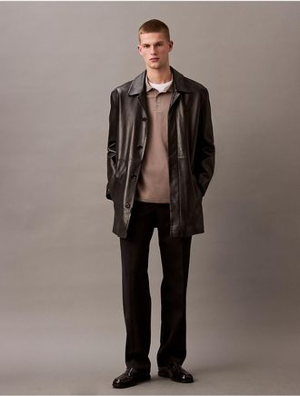 Calvin Klein Jeans Calvin Klein Mens Smooth Cotton Blend Monogram Polo Shirt - Grey - XS