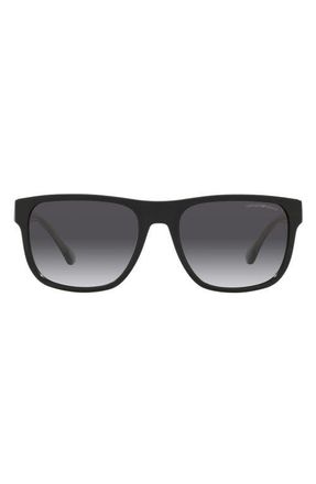 Emporio Armani 56mm Pillow Sunglasses in Black /Gradient Grey at Nordstrom