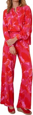 Choklate Paris Palm Springs Print Palazzo Pants In Fuchsia Coral
