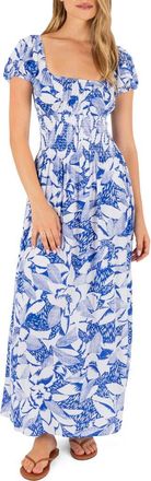 Hurley Paloma Floral Print Maxi Dress in Hydro at Nordstrom, Size X-Small