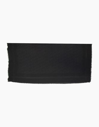 Fendi Mens Fendi Ff Logo Frayed Lightweight Scarf Black - Size: OS