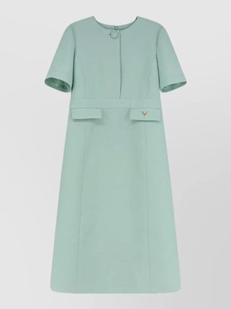 Valentino crepe couture midi dress button detail