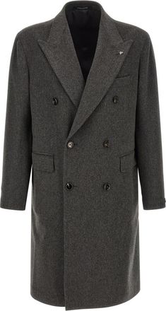 Tagliatore Grey Peaked Lapel Coat