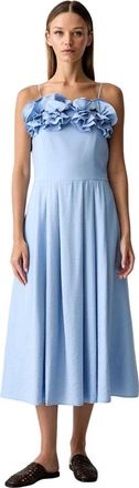 Stine Goya Flared Midi Dress - Dames - Casual kleedjes - Blauw - M - Polyester - Kleedjes