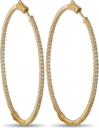 Luxury Bazaar 14K Yellow Gold 1.80ct Diamond Inside-Out Hoop Earrings MF19-111825