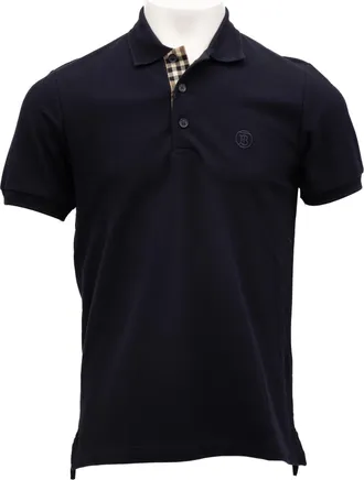 Burberry Coal Blue Cotton Polo Mens Shirt