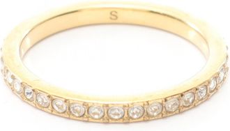 Dior Gold Clear Gold Plating Rhinestone Band Ring (Pre-Owned)