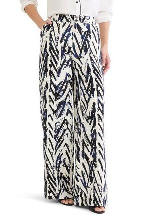 Nic+Zoe Crosshatch Linen Blend Pants in Indigo Multi at Nordstrom, Size 12P