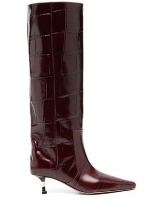 PARIS TEXAS 60mm crocodile-effect boots - Red