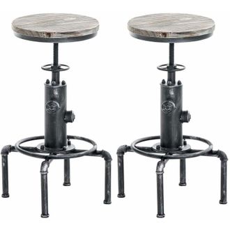 Clp Set De 2 Taburetes Lumos Con Asiento De Madera Plateado antiguo