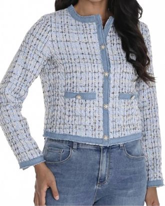 Frank Lyman Design Tweed Jacket In Blue Tweed