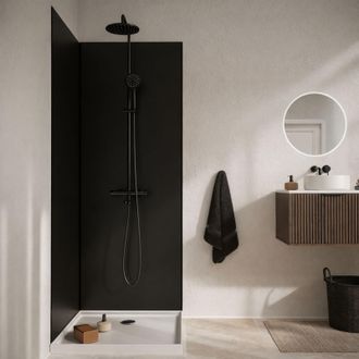 Aurlane Pack 2 Paneles Murales Aluminio Negro 90x210 Y Perfiles Negros Wallit