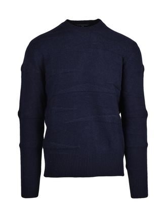 Daniele Fiesoli Textured Blue Crew Neck Sweater With Refined Finish