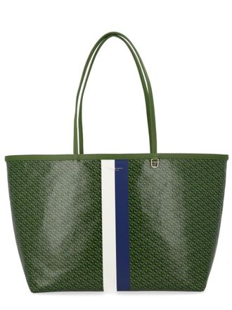 Tory Burch Womens Handbag Racer Green Cotton Linen Handbags Hand Bags