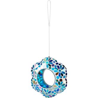 Glitzhome 8.5D Glass Flower Shaped Hanging Mosaic Birdfeeder in Blue at Nordstrom, Size Medium