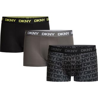 DKNY 3-Pack Ultralight Microfiber Mesh Trunks in Black Lime/Jet/Blackjet at Nordstrom, Size X-Large
