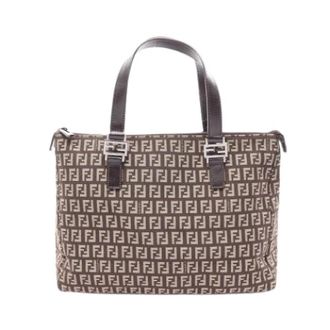 Fendi Pre-owned Canvas Tote Bag - Dames - Vintage Shopper - Bruin - ONE Size - Leer - Vintage