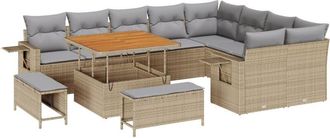 vidaXL Vidaxl - Garden Sofa Set 12 pcs Beige and light grey 100 x 100 x 71 cm