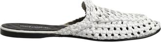 Dolce & Gabbana White Woven Slides MULES Men Sandals Mens Shoes (Pre-Owned)