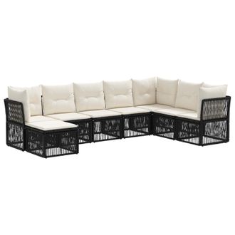vidaXL Conjunto De Sof&aacute;s De Jard&iacute;n 8 Pcs Negro Rat&aacute;n Sint&eacute;tico Vidaxl
