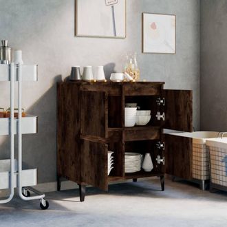 Berkfield Home Sideboard Smoked Oak 60x35x70 cm Engineered Wood in Brown | Size: 60 x 35 x 70 cm