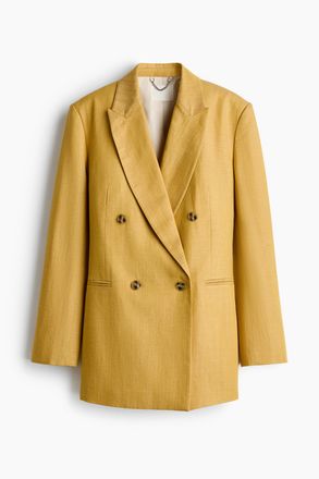 H&M Zweireihiger Blazer aus Leinenmix - Yellow