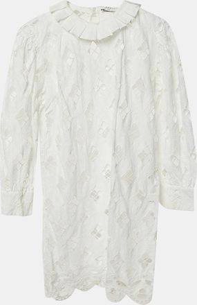 Sandro White Lace Eyelet Trim Detail Mini Dress