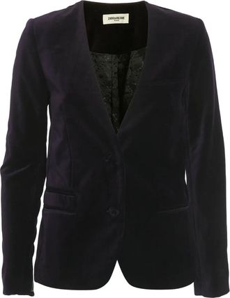 Zadig&Voltaire Vadim velvet embroidered blazer - women - Velvet - S - Purple