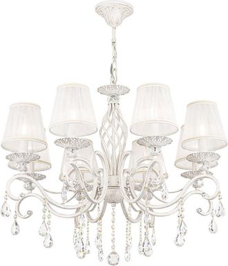 Maytoni Maytoni - Lampadario Shabby Chic Grace Metallo Bianco 8 Luci Diffusori Bianchi