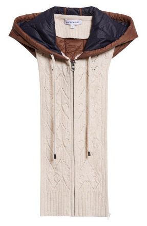 Veronica Beard Orine Wool Blend Hooded Dickey in Mocha Heathered Sand at Nordstrom