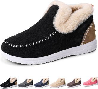 Generic Cozy Orthopedic Fleece Slip-On Boots, Winter Warm Plush Lined Non-Slip Comfort Shoes, for Men and Women (Black,11.5)