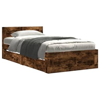 Berkfield Home Bed Frame with Headboard without Mattress Smoked Oak 90x200 cm in Brown