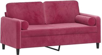 vidaXL Sof&aacute; De 2 Plazas Con Cojines Terciopelo Rojo Tinto 140 Cm Vidaxl