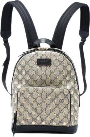 Gucci Pre-owned Vintage Canvas Rugzak - Dames - Vintage Rugzakken - Beige - ONE Size - Leer - Vintage